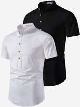 Mens Casual Slim Fit Half Sleeve Cotton Kurta (Pack 2)